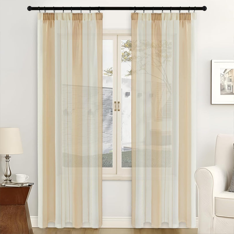 MRTREES Gardinen mit Kräuselband Stores Gardinen Schlafzimmer Vorhang Halbtransparent Vorhänge Beige
