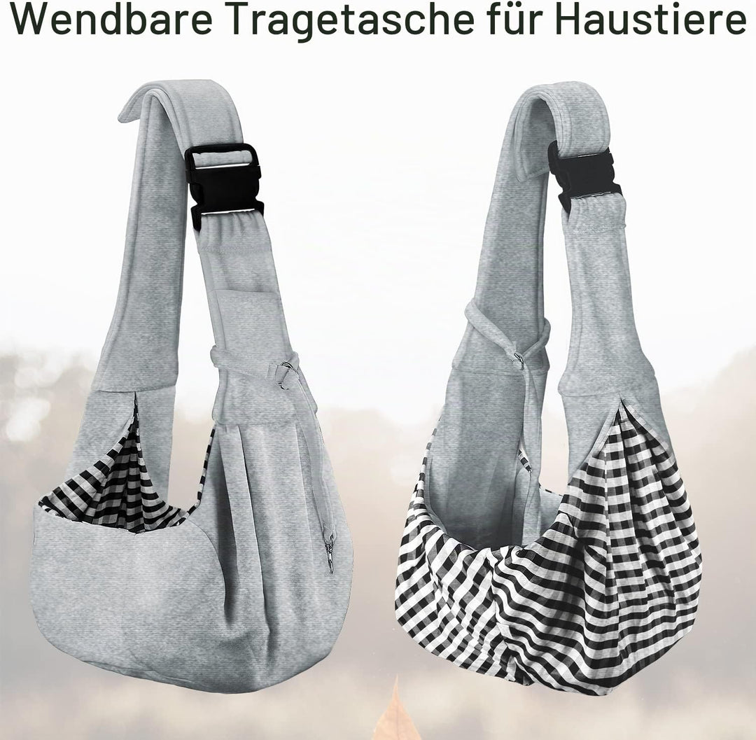 PetLoft Tragetuch Hund, Reversibel Kleine Hundetrage, Einstellbar Pet Tragetuch, Freisprecheinrichtu