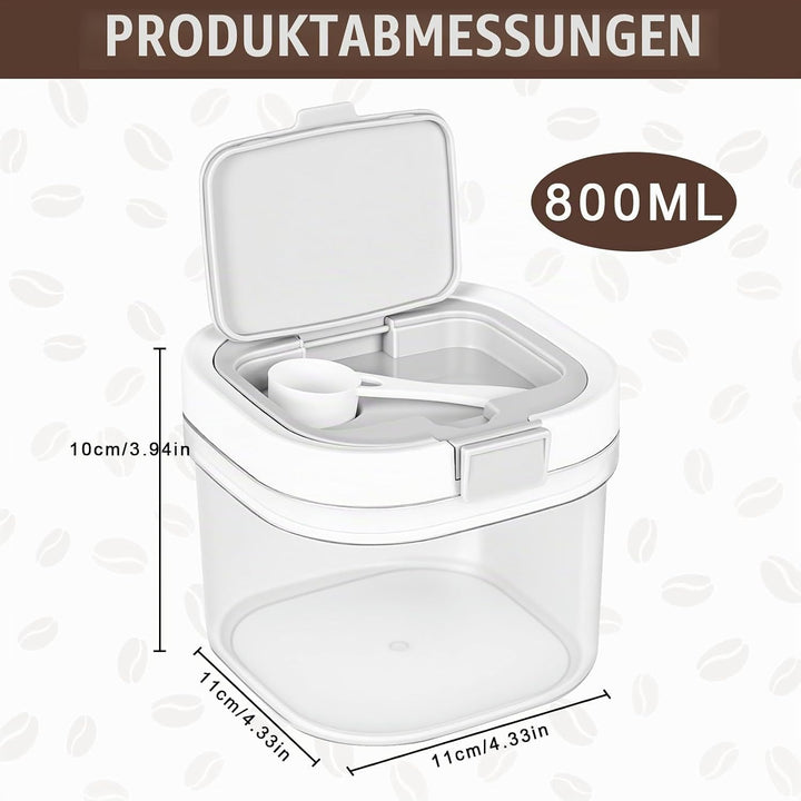 Kaffeedose 800ml, Kaffeebohnen Behälter mit luftdichten Deckel und Löffel, Kunststoff Lebensmittel L