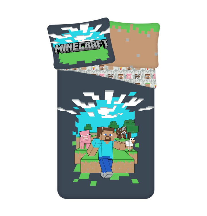 Minecraft Bettwäsche Set Bettbezug, 140x200 + 70x90, 100% Baumwolle, ** Minecraft-Abenteuer **