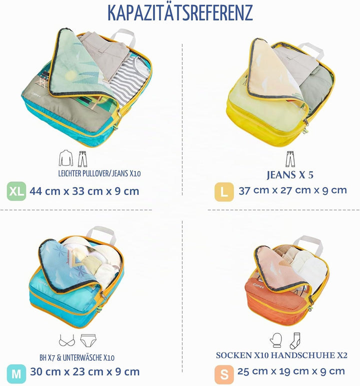 Gonex Compression Packing Cubes 4er Set, Gonex Kleidertaschen 4-teilig Verpackungswürfel, Kleidertas