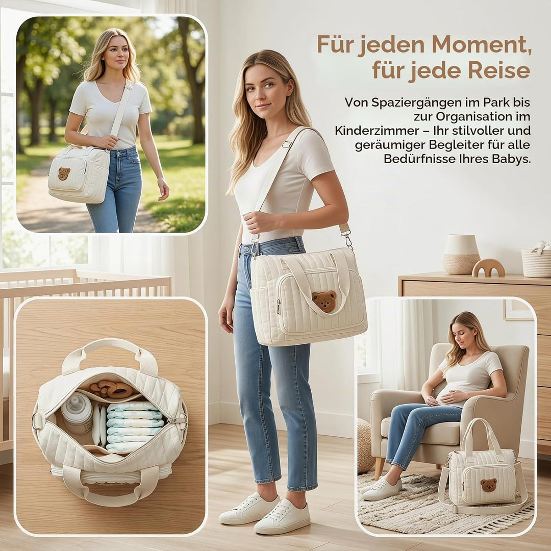 Wickeltasche für Unterwegs, Windeltasche mit Reissverschluss, Abwaschbar &amp; Kompakt (11x24x20 cm), Or