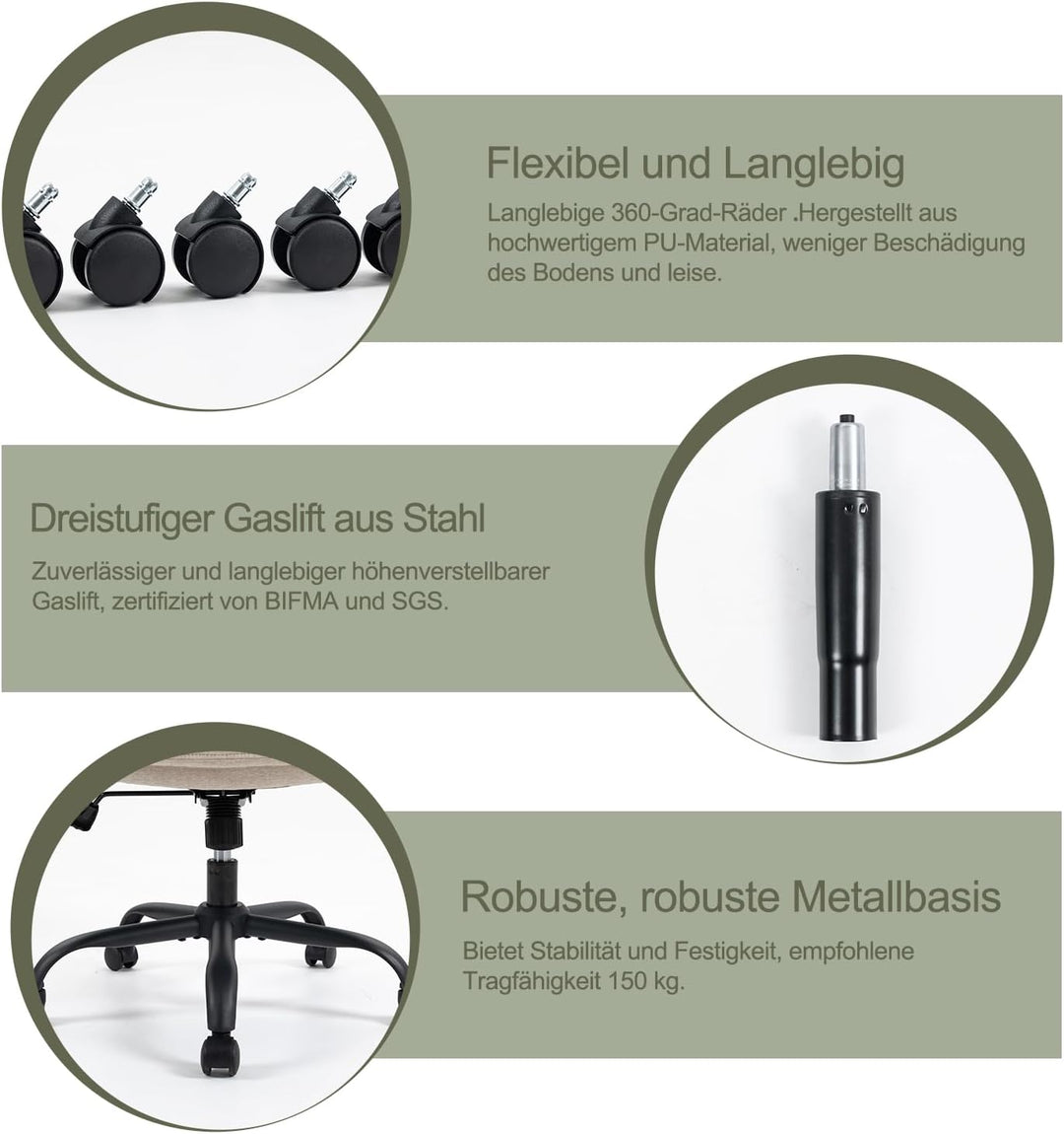 CASTLOVE Ergonomischer Bürostuhl - Schreibtischstuhl mit Rückenlehne - Hochklappbare Armlehne - Hohe