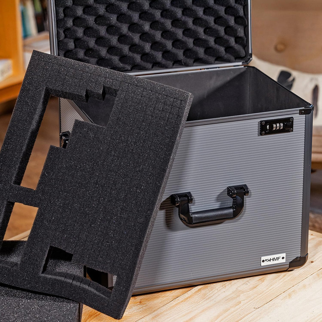 HMF 14412-02 Alu Fotokoffer, Miniaturenkoffer mit Rasterschaumstoff | 46 x 33 x 26 cm, 46 x 33 x 26