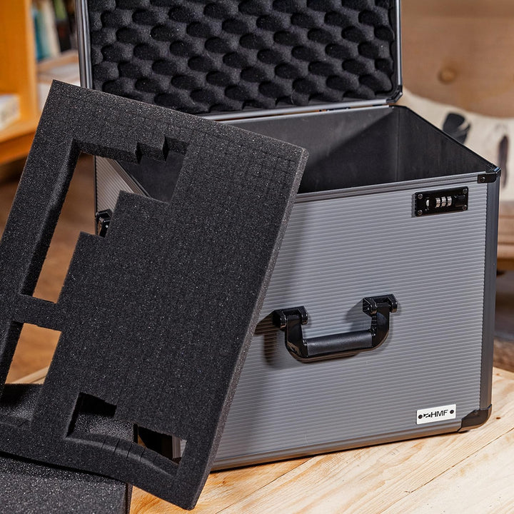 HMF 14412-02 Alu Fotokoffer, Miniaturenkoffer mit Rasterschaumstoff | 46 x 33 x 26 cm, 46 x 33 x 26