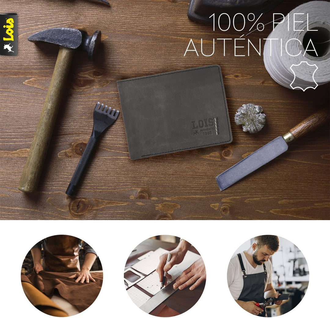 Lois - Leder-Geldbörsen für Männer. Ledergeldbörse für Herren mit Geldbörse und Mehreren Fächern, Br