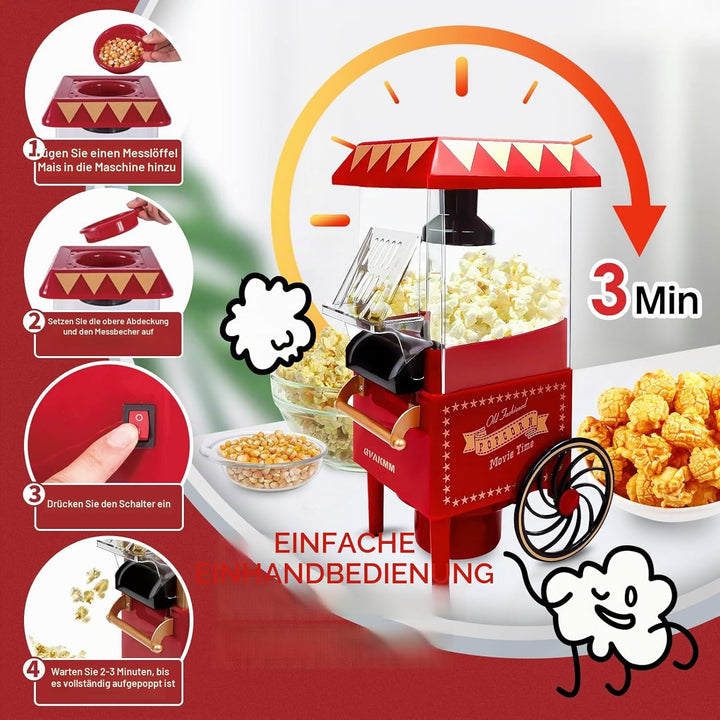 Popcorn-Maschine, Heissluft-Popcorn-Maker-Set, Geschenk-Box, tragbare Popcorn-Popper-Maschine, 10 Ta