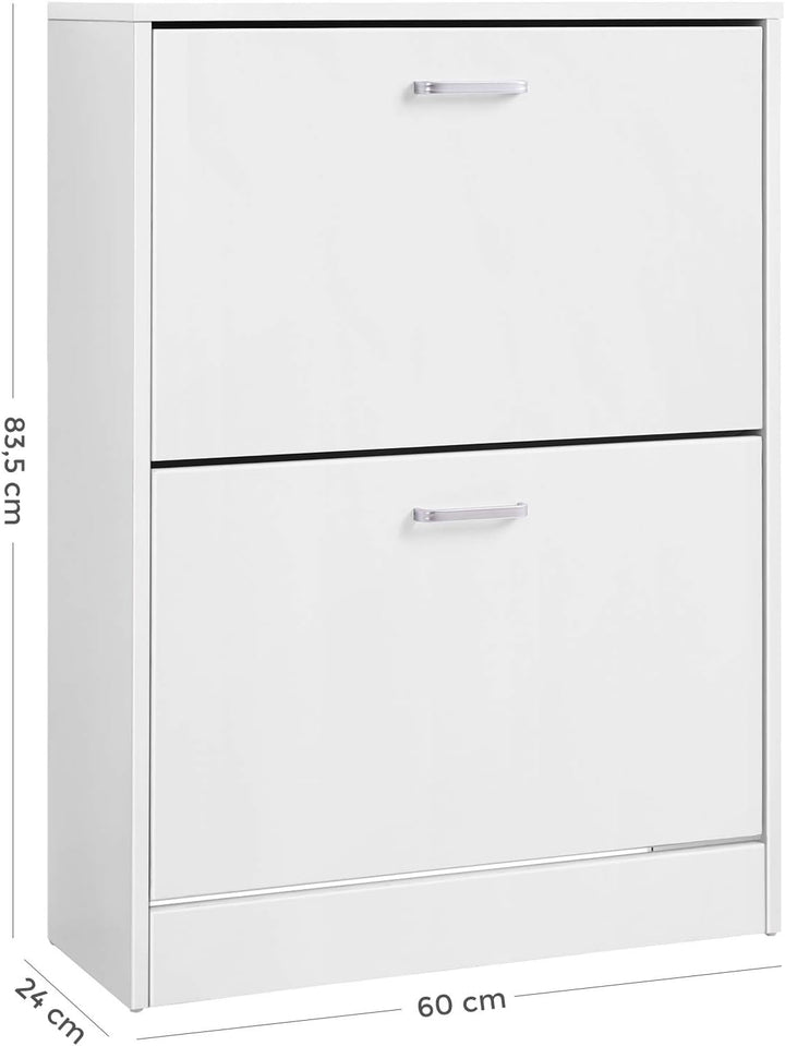 VASAGLE Schuhschrank mit 2 Klappen, Schuhkipper, Trennwände verstellbar und abnehmbar, für 12 Paar D