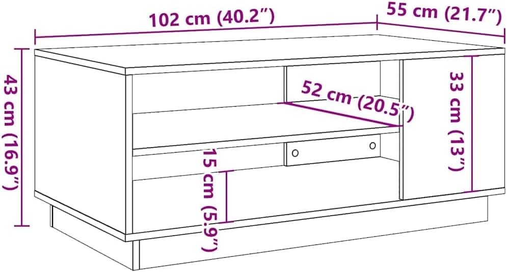 vidaXL Couchtisch, Beistelltisch mit Stauraum, Kaffeetisch Sofatisch für Wohnzimmer, Wohnzimmertisch
