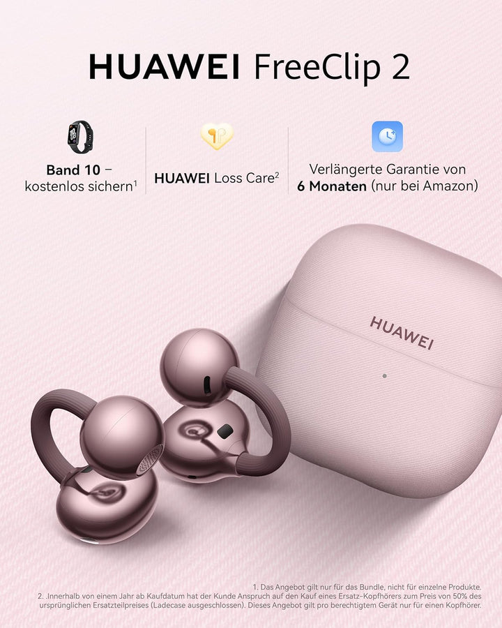 HUAWEI FreeClip 2 Violett + Band 10, Kabellos Bluetooth Kopfhörer, Open-Ear-Kopfhörer, Besonders lei