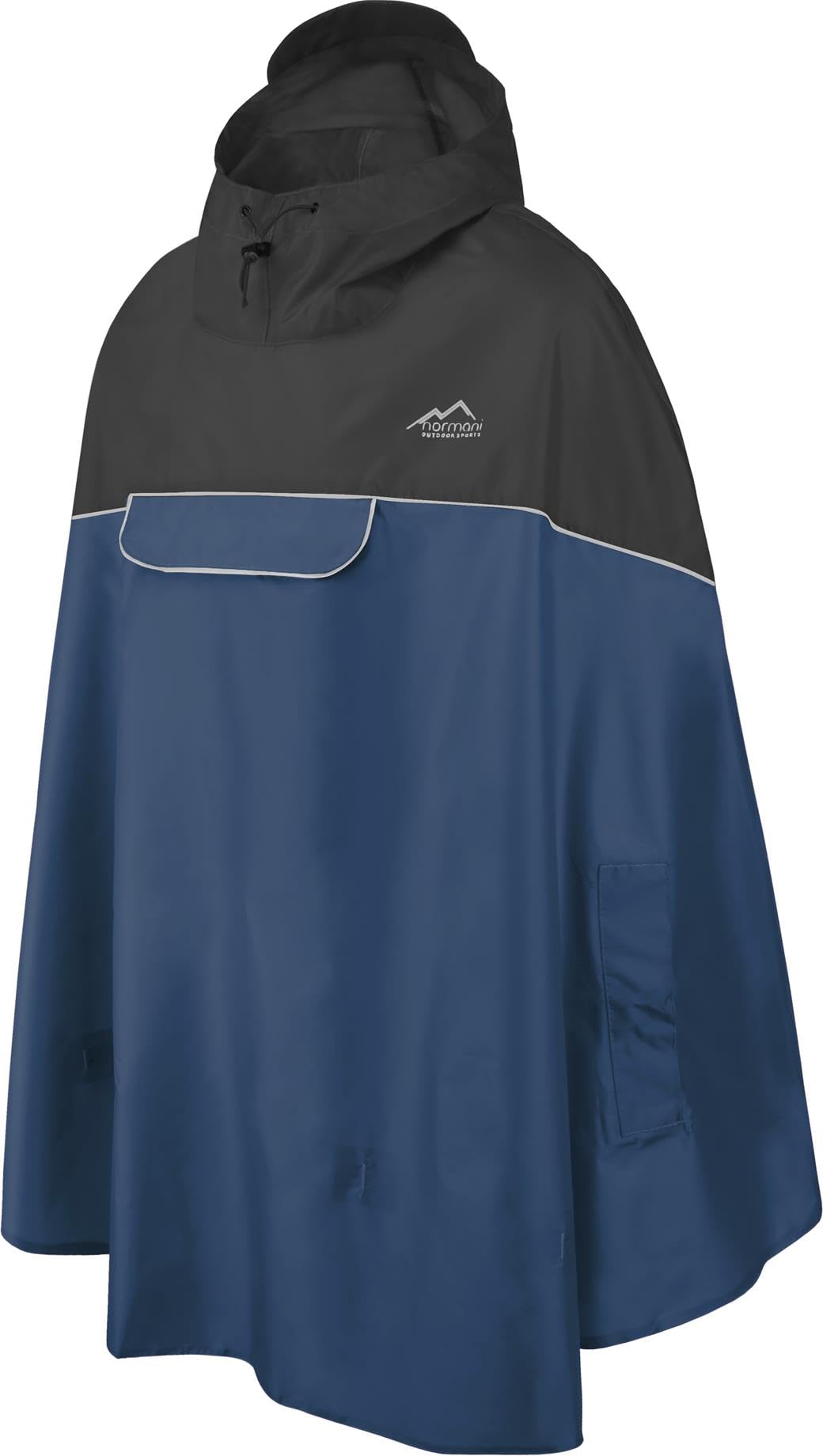 normani Unisex Regenponcho - Wind und Wasserdicht mit Bauchtasche, 3M Refelktoren und seitlichen Ein