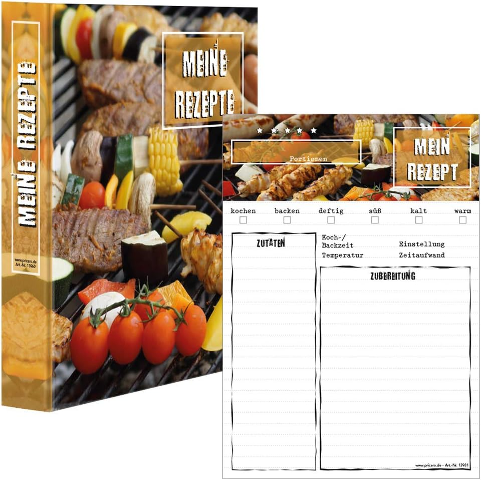 PRICARO Rezeptordner mit Rezeptblock "BBQ", A5