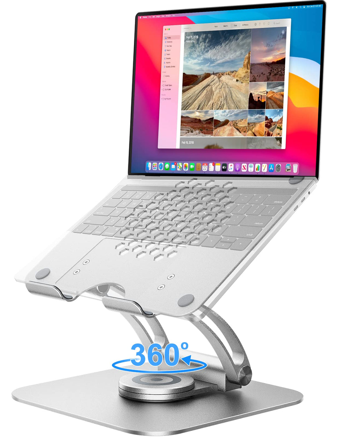 Laptop Ständer mit 360° Drehbarer Basis, Ergonomisch Laptopständer Höhenverstellbar, Laptop Erhoehun