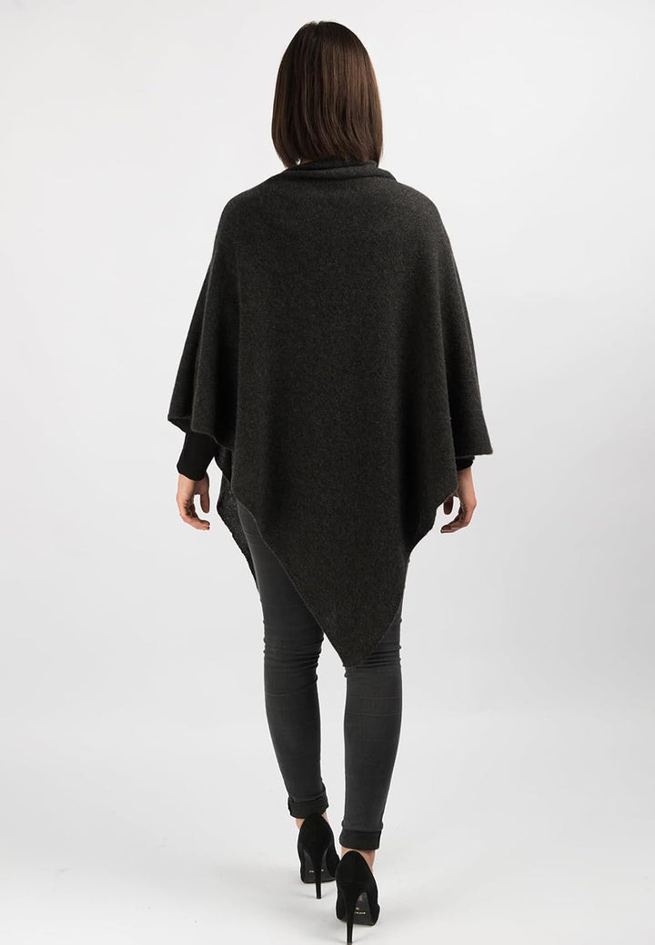 Dalle Piane Cashmere - Poncho aus 100% Kaschmir - Made in Italy - für Frau Einheitsgrösse Anthrazit,