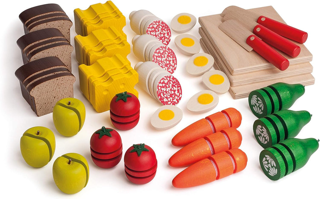 Erzi 42480 Lernbox Schneideset aus Holz, Lernmaterial, Kreativität, Feinmotorik