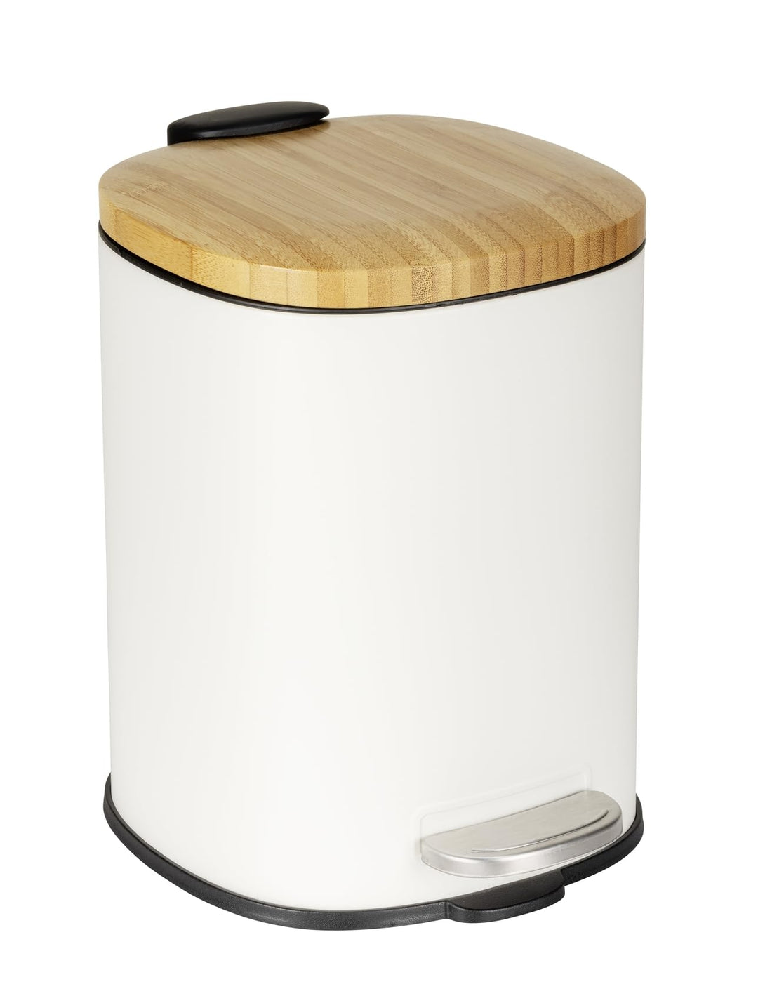 WENKO Kosmetikeimer Mod. Fianema Treteimer 3L weiss mit Bambusdeckel Easy-Close Absenkautomatik Meta