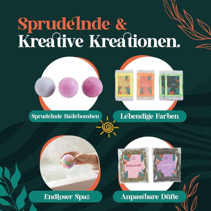 Badebomben DIY Set | Badebomben Selber Machen mit Farben & Düften | Bastelset Erwachsene | DIY Set E