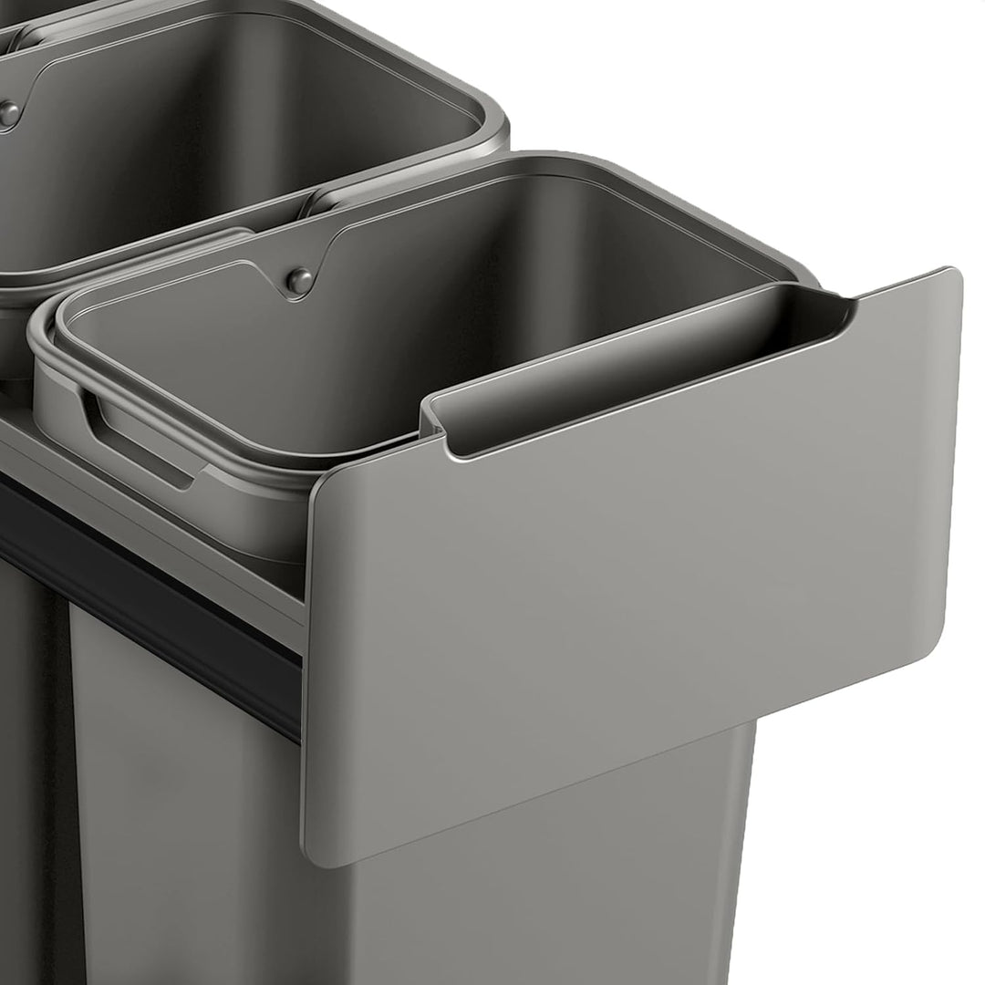 SVITA EM3x10 Einbaumülleimer 30L (3x10L) 3 Fächer mit Deckel Mülltrennsystem 3fach Küche Unterschran