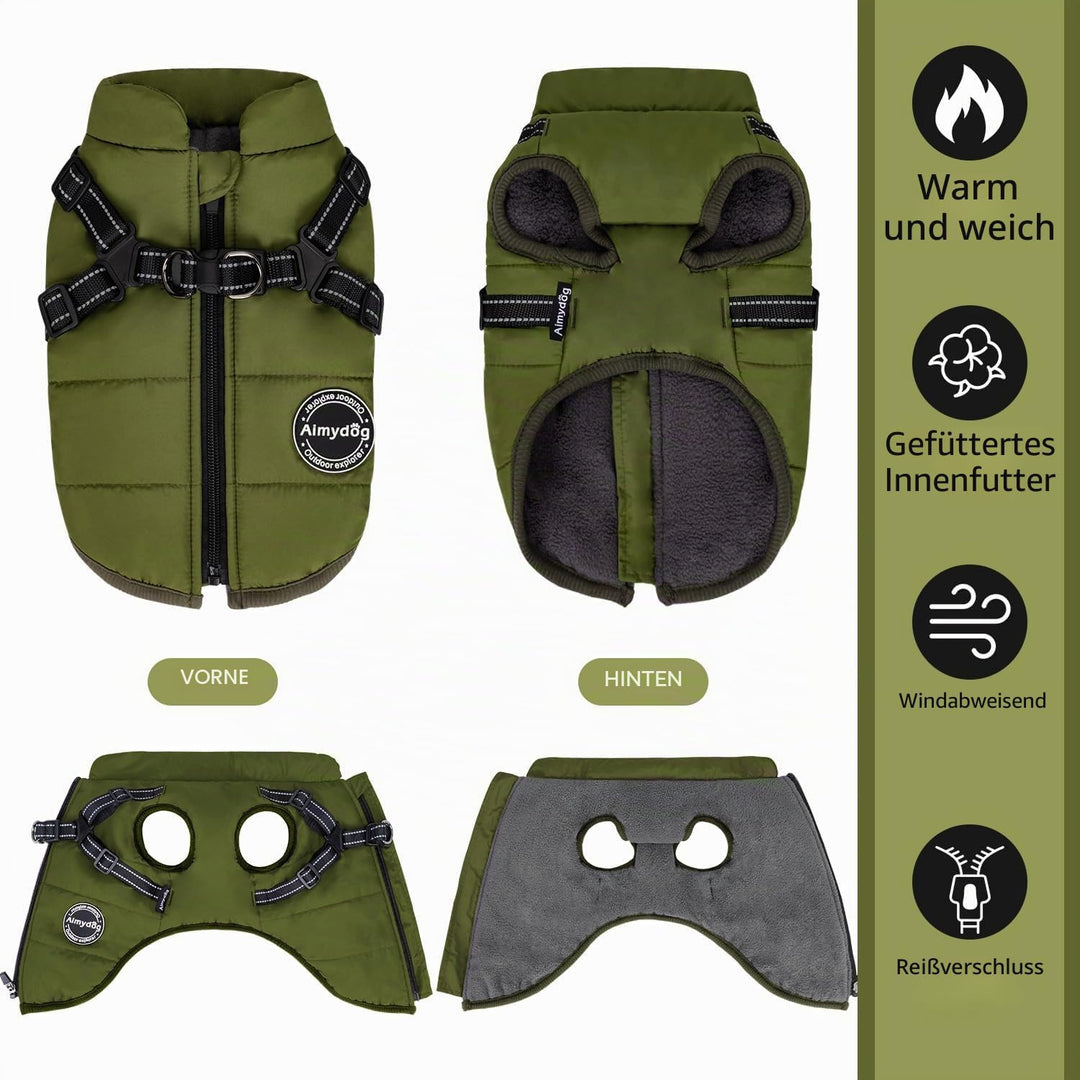 Hundemantel Winter, Wärme Hundejacke Mit Brustgurt Gurt Winddichte mit bauchschutz, Haustier Outdoor