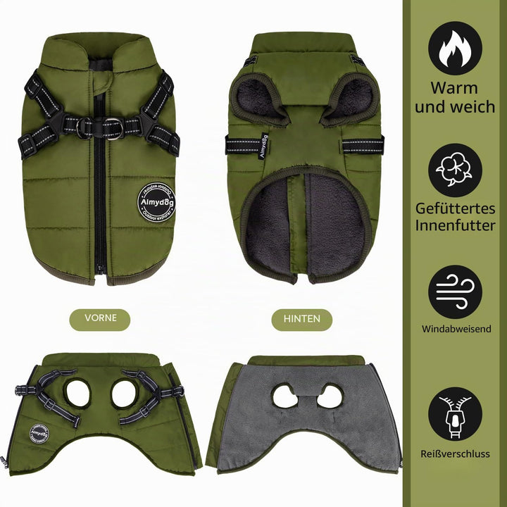 Hundemantel Winter, Wärme Hundejacke Mit Brustgurt Gurt Winddichte mit bauchschutz, Haustier Outdoor