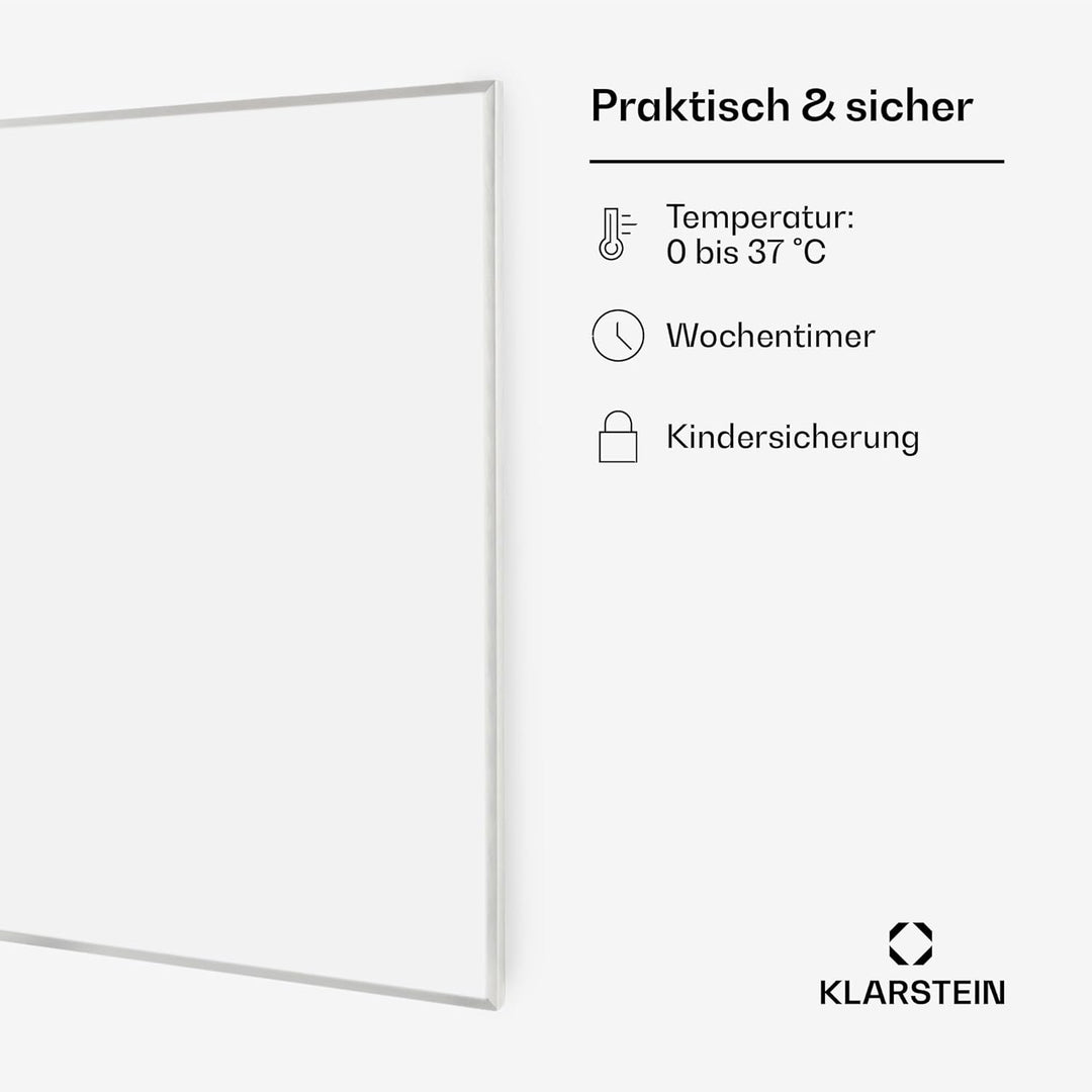 Klarstein Infrarotheizung mit Thermostat, 600W Elektroheizung, Smart Home Infrarotheizung zur Wandmo