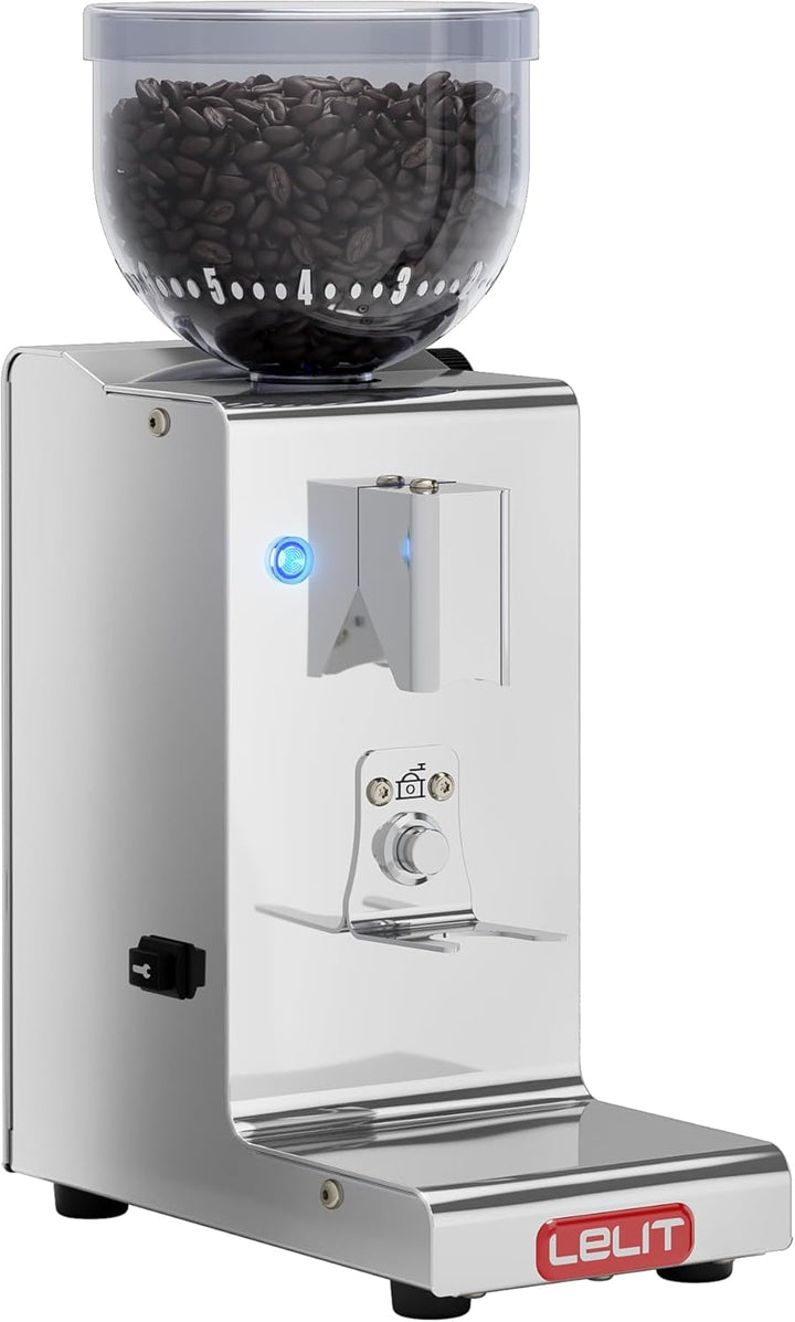 LELIT Fred Kaffeemühle - 38 mm konischer Grat und elektronische Dosierung - Edelstahl - Silber