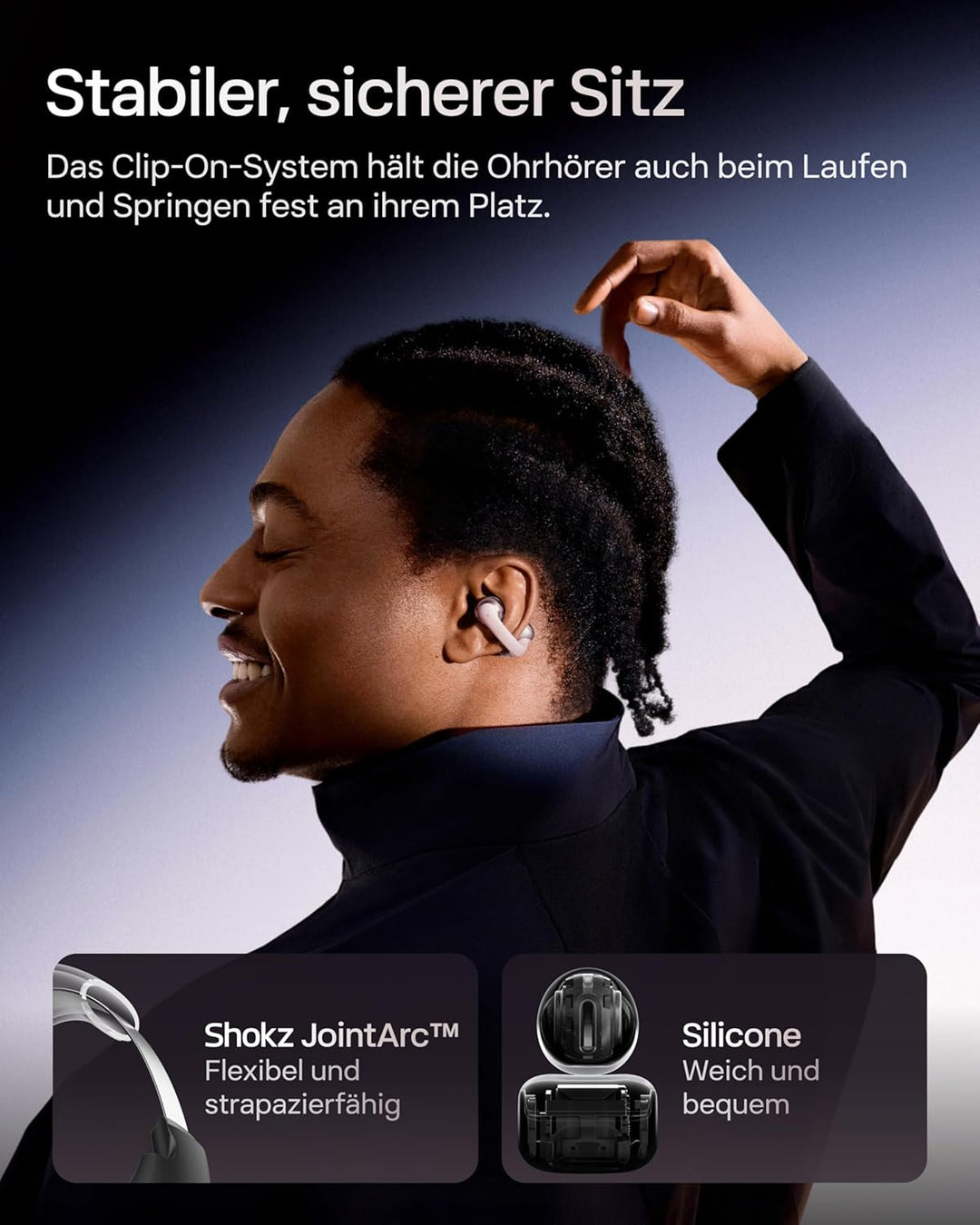 SHOKZ OpenDots ONE Open Ear Kopfhörer, Dolby Audio 6,5g Clip On Kopfhörer weiches Silikon, 40 Std. A