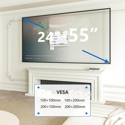 DQ Rotate XL 98,5 cm TV Wandhalterung, Langer Schwenkarm Wandabstand bis 98,5 cm, ausziehen, schwenk