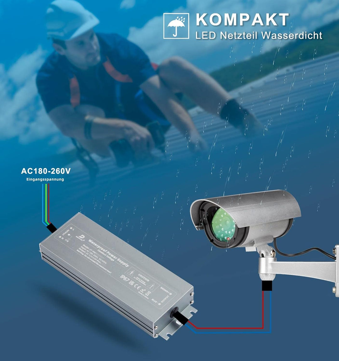 DUSKTEC LED Trafo 12V 300W Transformator IP67, Wasserdicht LED Netzteil Treiber AC 230V auf DC 12 Vo