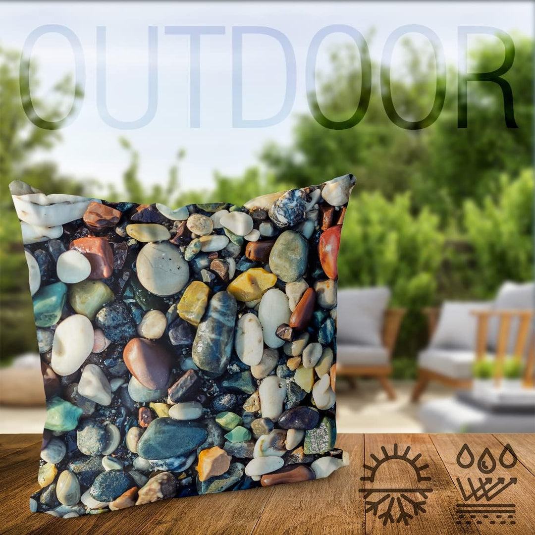 VOID Steinstrand Bunte Kiesel Kissenbezug Kissenhülle Sofakissen Kissen Deko Outdoor-Kissen Dekokiss