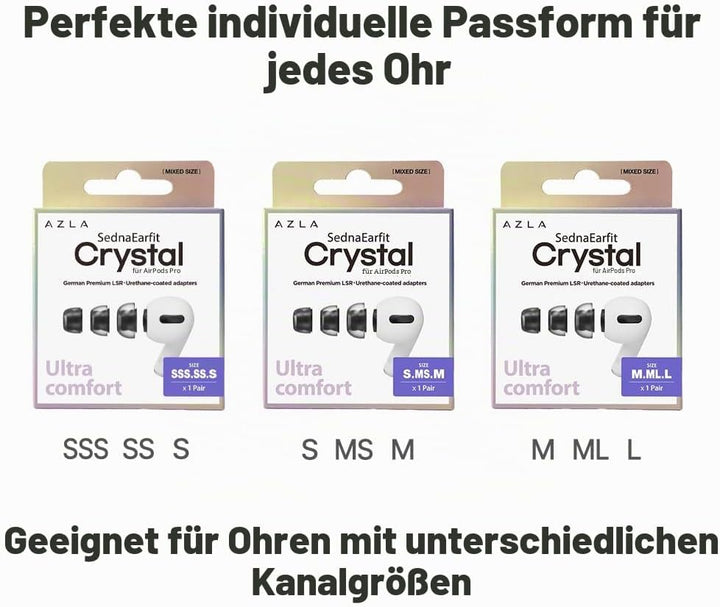 AZLA SednaEarfit Crystal für AirPods Pro / 3 Paar (Grösse SSS/SS/S 3 Pr) Size SSS/SS/S 3Pr, Size SSS