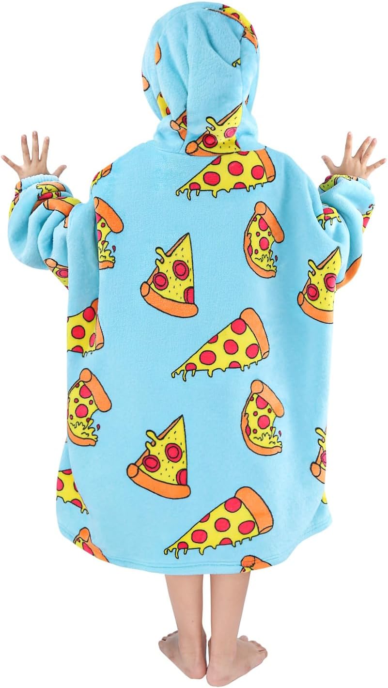 Wenlia Übergrosse Hoodie Blanket für Mädchen, Kinder Flanell Sweatshirt Decke Kuschelpullover, Einho