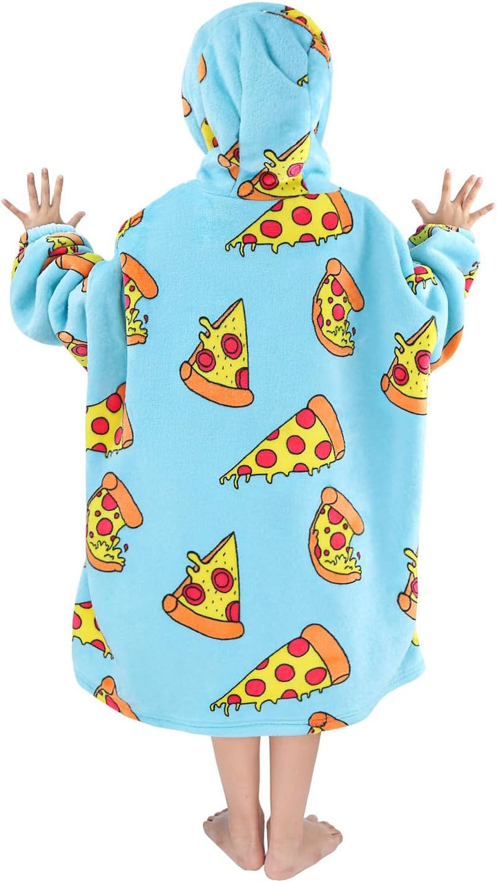 Wenlia Übergrosse Hoodie Blanket für Mädchen, Kinder Flanell Sweatshirt Decke Kuschelpullover, Einho