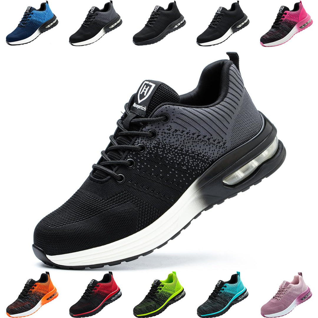 Nasogetch Sicherheitsschuhe Damen Herren Stahlkappenschuhe Arbeitsschuhe Sportlich Atmungsaktiv 36 E