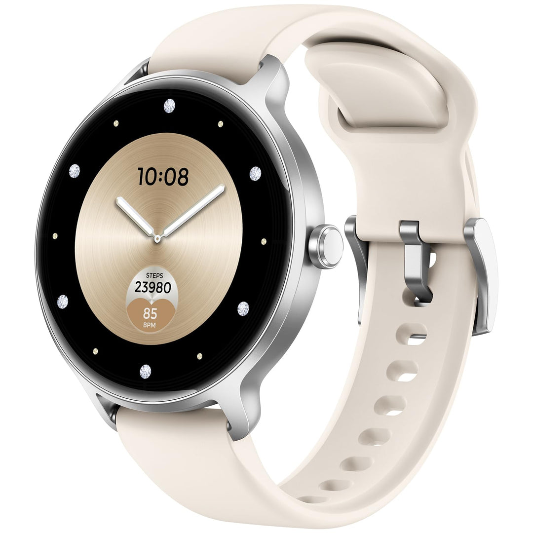 Smartwatch Damen Herren Rund, 1.27" AMOLED Smart Watch mit Telefonfunktion, Fitnessuhr mit Pulsuhr S