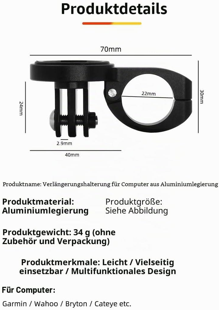 GPS-Computerhalterung für Aero Bars, TT Bars oder Tri Bars für Rennräder und Triathlon, kompatibel m