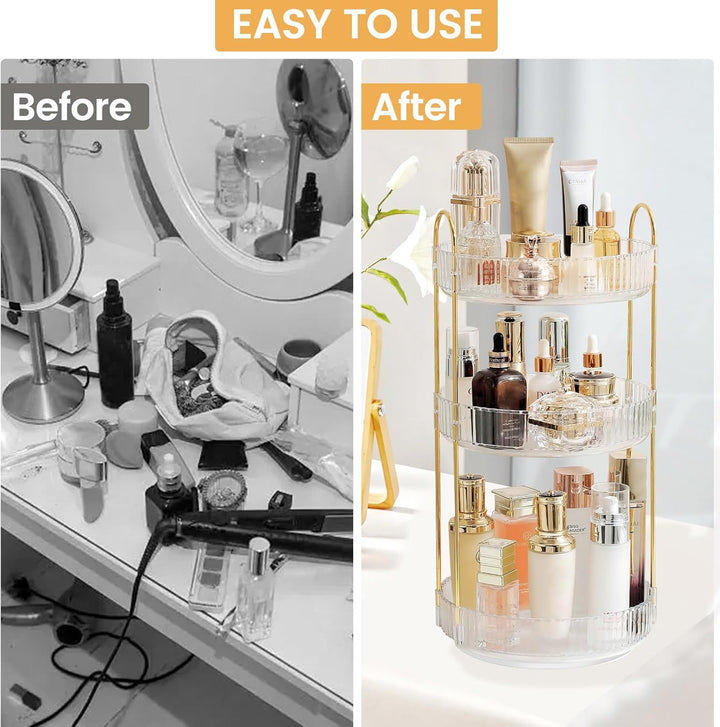 PEESHON Make Up Organizer,360° drehbarer Makeup Organizer,Skincare Parfüm Organizer,Badezimmer Kosme