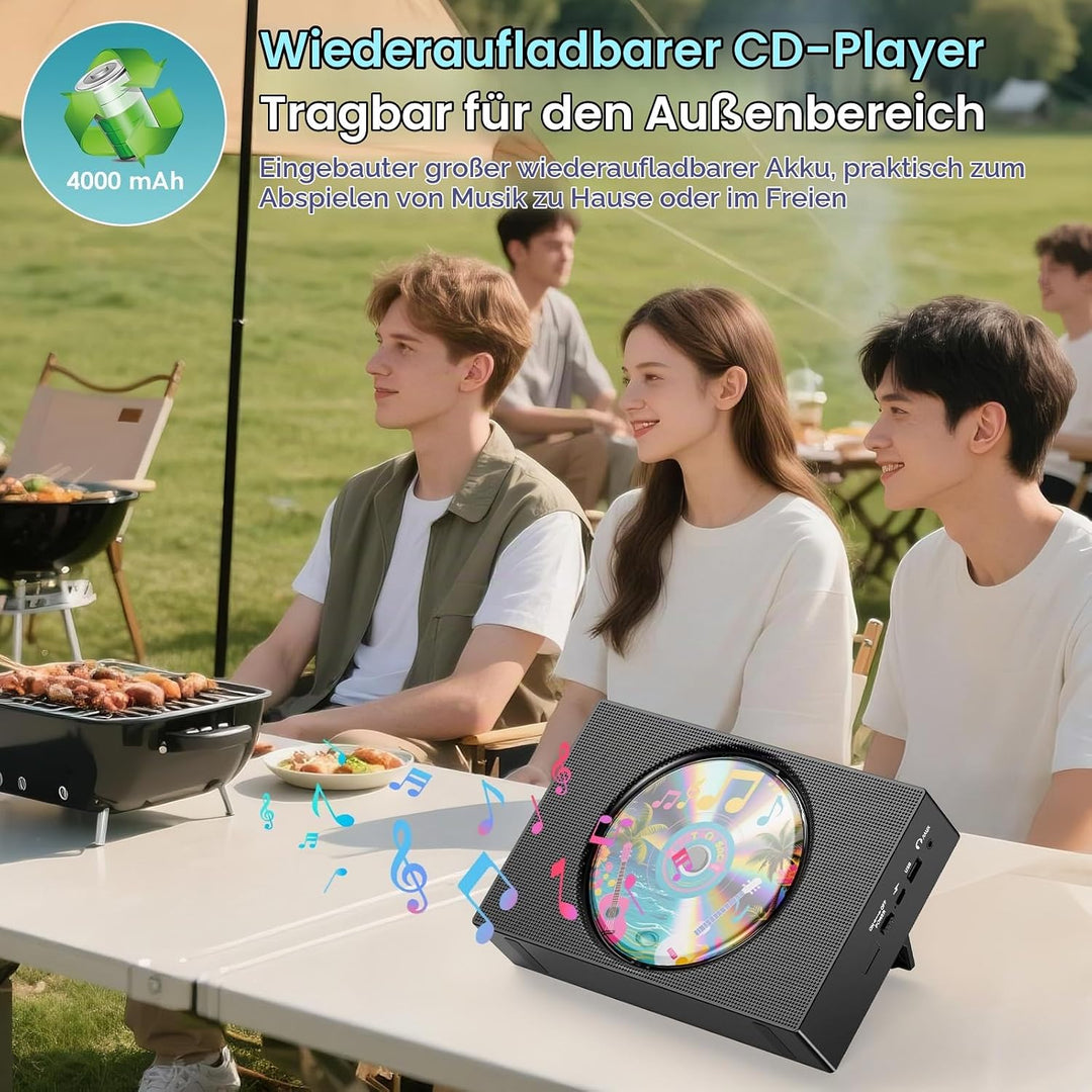 Gueray Radio mit CD Player Tragbar CD-Player Kinder Discman mit Bluetooth Lautsprecher Anzeige Unter