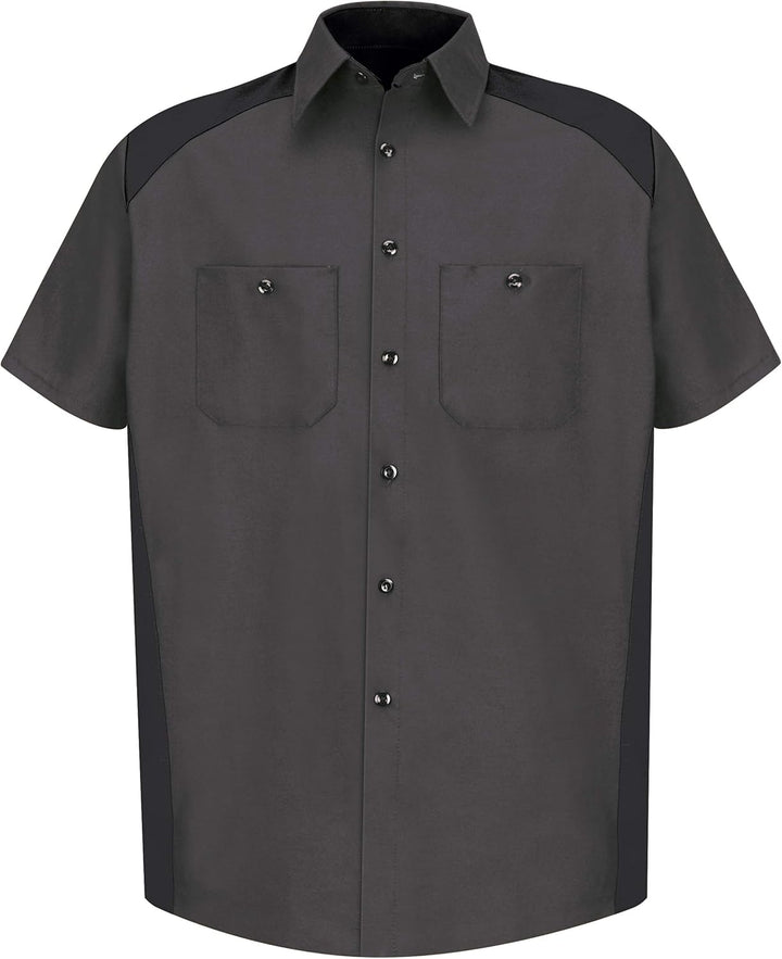 Red Kap Herren Short Sleeve Motorsports Shirt Hemd 4XL Anthrazit/Schwarz, 4XL Anthrazit/Schwarz