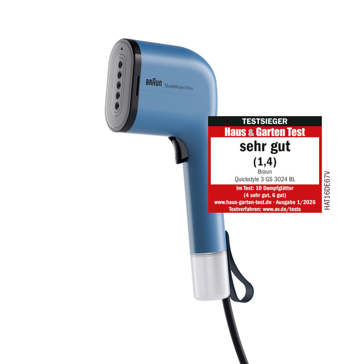 Braun QuickStyle 3 GS3024BL, kompakter und leichter Steamer, Dampfglätter mit schneller Aufheizung,