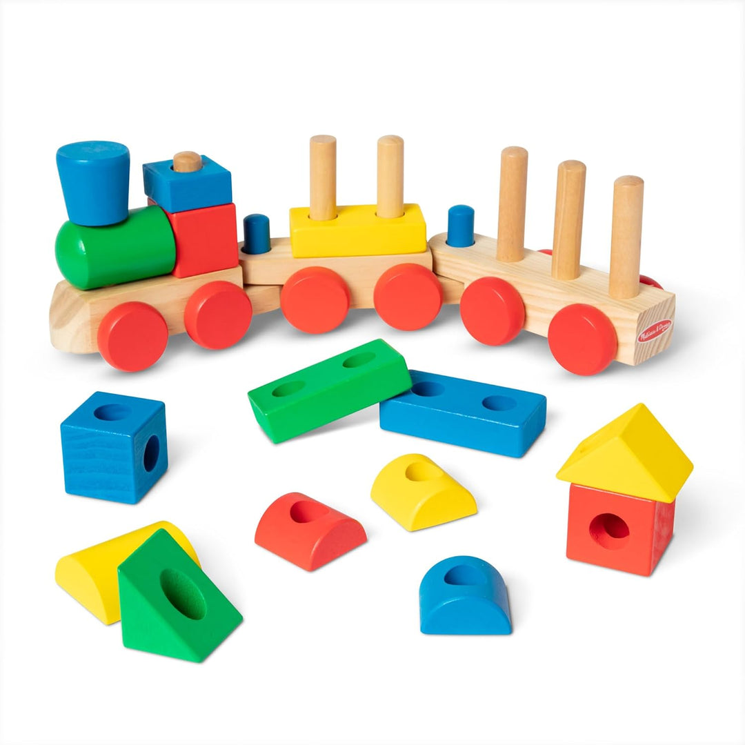 Melissa & Doug 10572 Zugspielset zum Stapeln, mehrfarbig, Zugspielset zum Stapeln