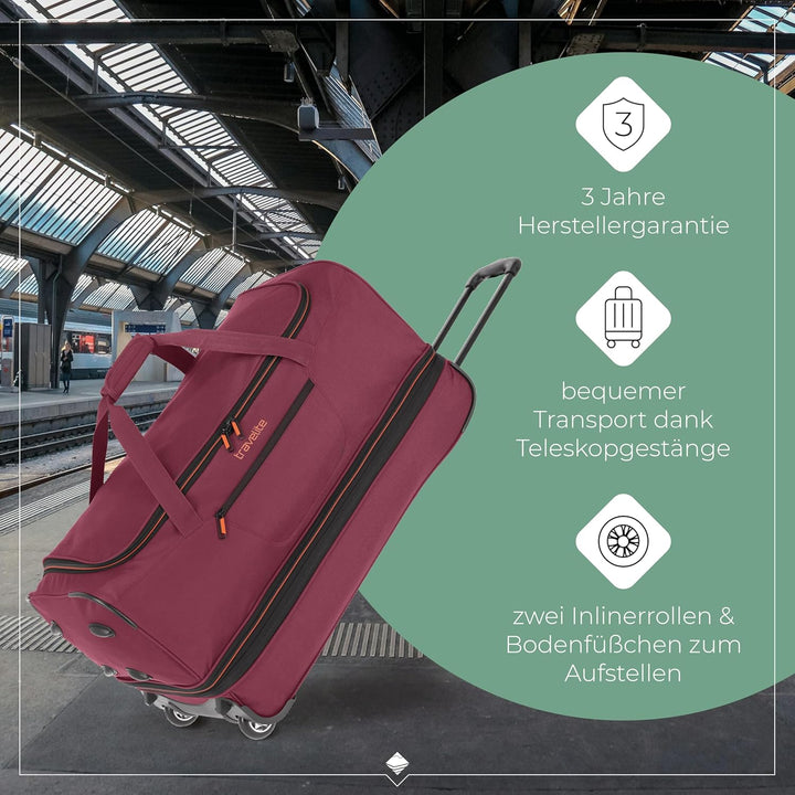 travelite 2-Rad Trolley Reisetasche Gr. L mit Dehnfalte, Gepäck Serie BASICS: Weichgepäck Reisetasch