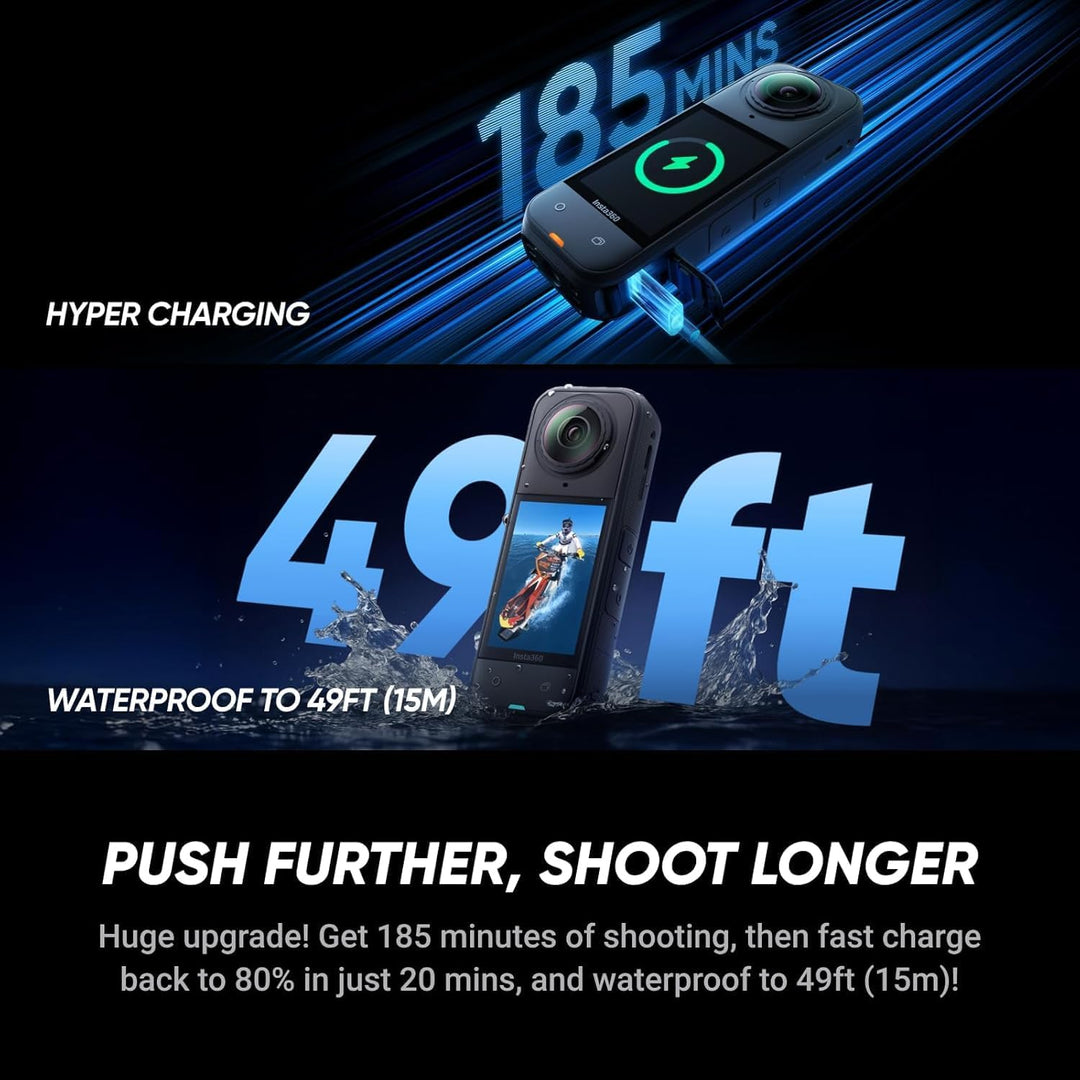 Insta360 X5 - wasserdichte 8K 360° Action-Kamera, führend bei schwachem Licht, unsichtbarer Selfie-S