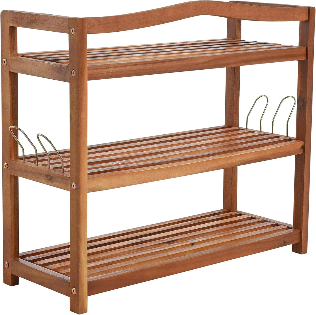 ESTEXO Holz Schuhregal Schuhschrank Holz Regal Schuhständer 3 Etagen Schuhablage Ablage Bank Akazien