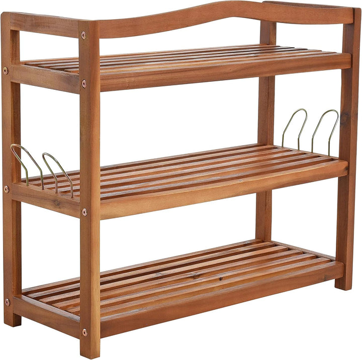 ESTEXO Holz Schuhregal Schuhschrank Holz Regal Schuhständer 3 Etagen Schuhablage Ablage Bank Akazien