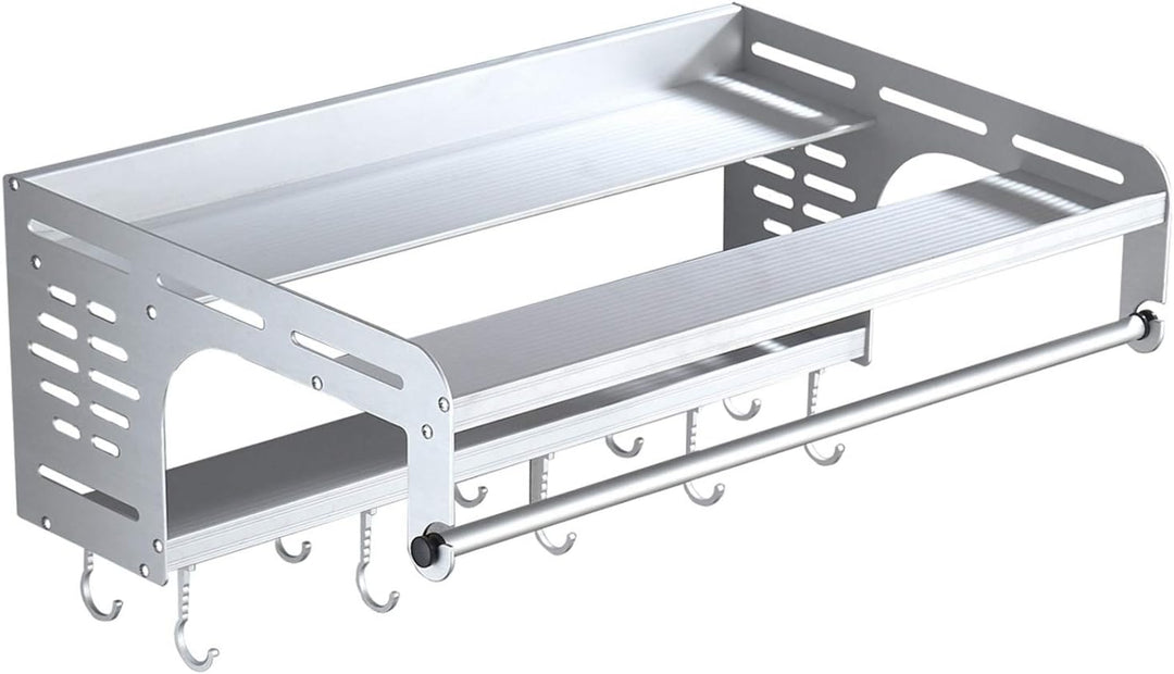 Uziqueif Halterung Mikrowellen Mit 10 Haken Und 2 Ablagen Mikrowellenhalter Ablage Halter Microwelle