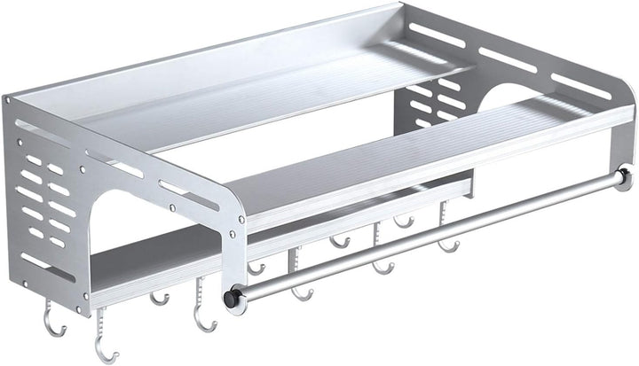 Uziqueif Halterung Mikrowellen Mit 10 Haken Und 2 Ablagen Mikrowellenhalter Ablage Halter Microwelle