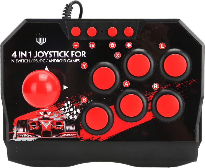 Metall-Joystick, Kabelgebundener Universal-Kampfstab, Starkes Gehäuse, Schwarze und Rote Farbe, Spie