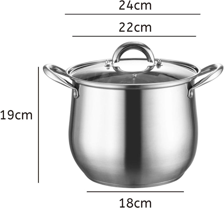7L Edelstahl Bratentopf mit Deckel Dreischichtiger Kompositboden Kompatibel mit Gas/Elektro Keramik