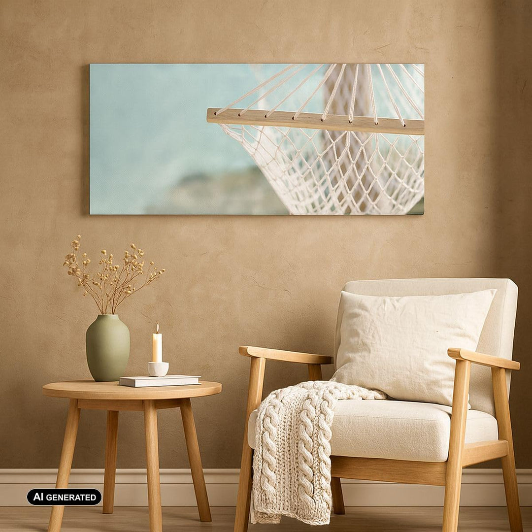 Panorama Bilder auf Leinwand 100x40cm Leinwandbild Reise hängematte tropisch strand Gross Wanddeko B
